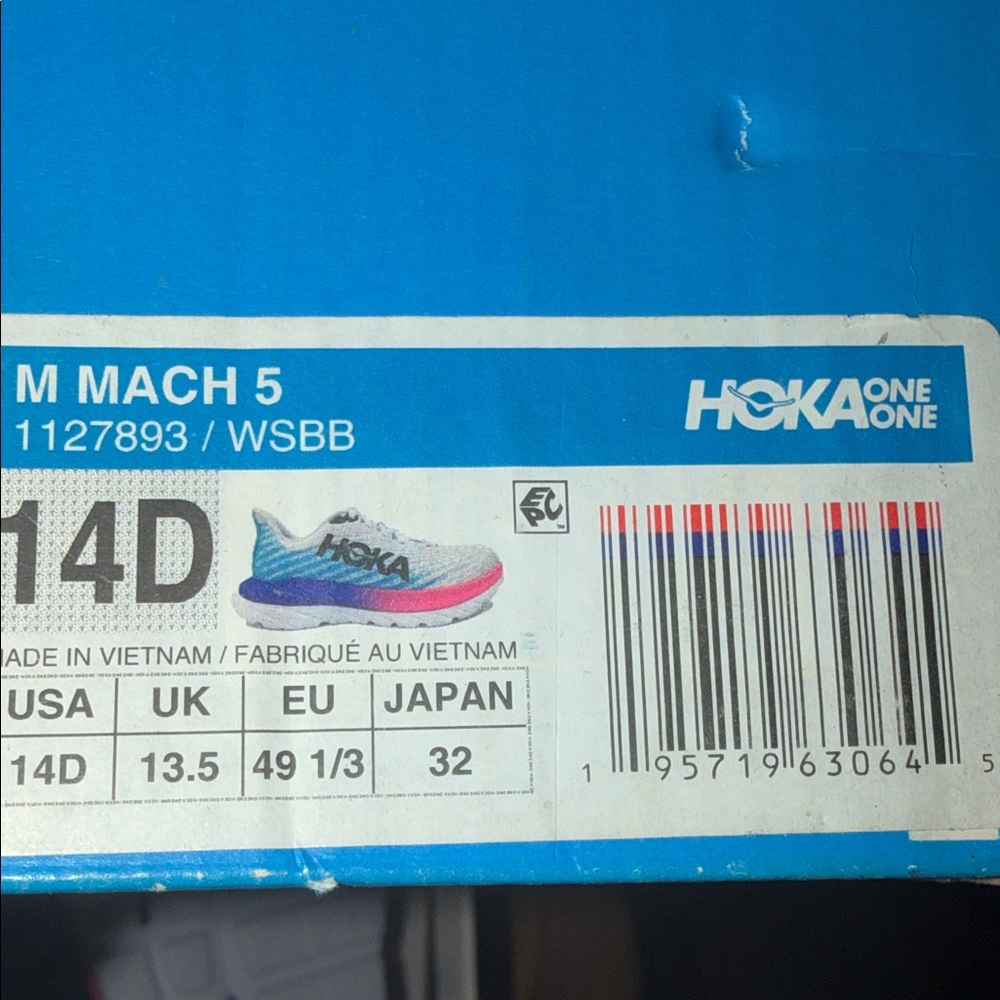 Hoka Men's Athletic Shoes in White, Blue & Pink - Picture 4 of 4
